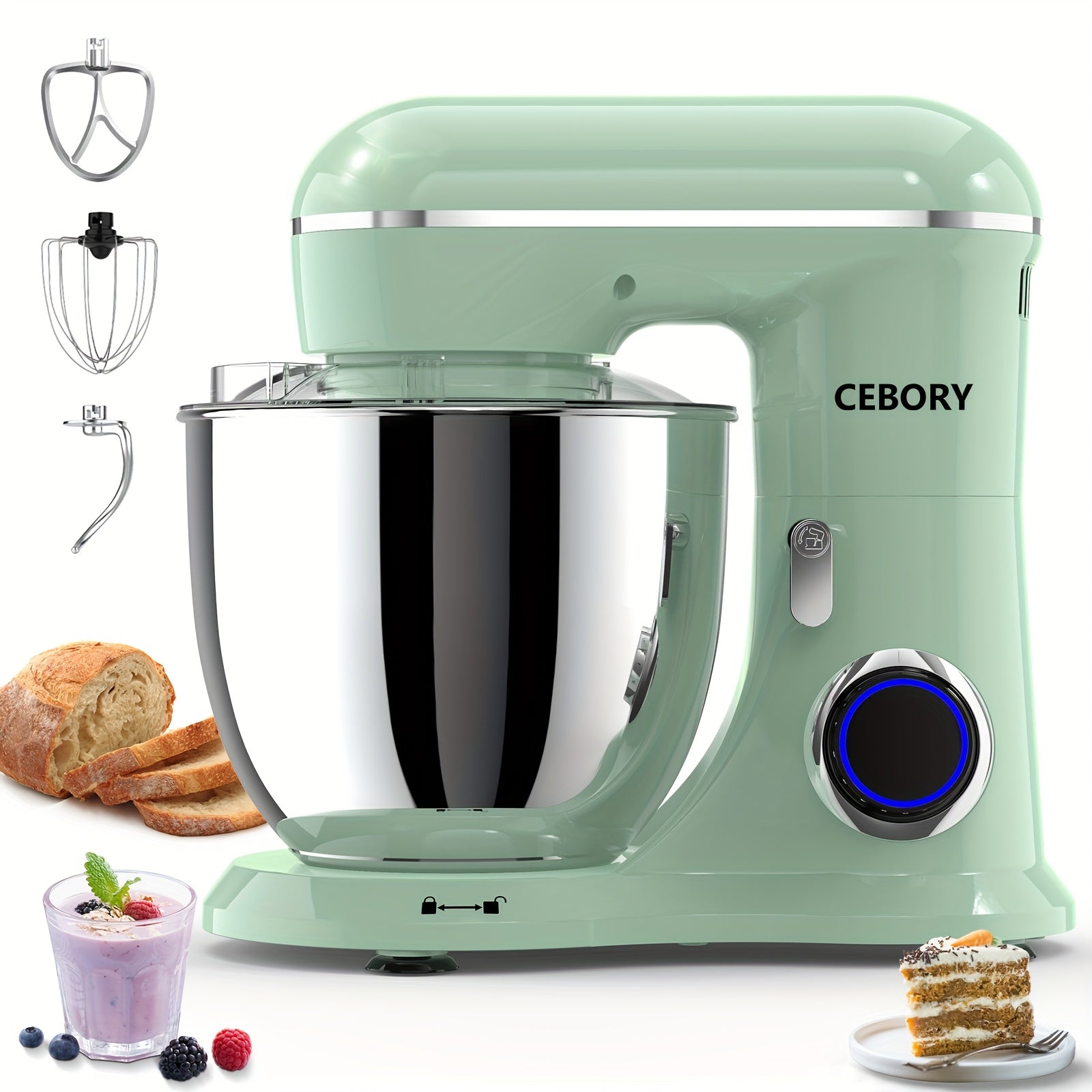 Misturador Elétrico De Pé 3 EM 1, 660W, 10 Velocidades Com Botão De Pulso, Inclui 6,8QT Bowl, Gancho De Massa, Batedor, Batedor Para A Maioria Dos Cozinheiros Domésticos, Rosa