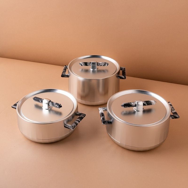 Conjunto Panelas de Luxo em Aço Inoxidável - HeatLock Pro™