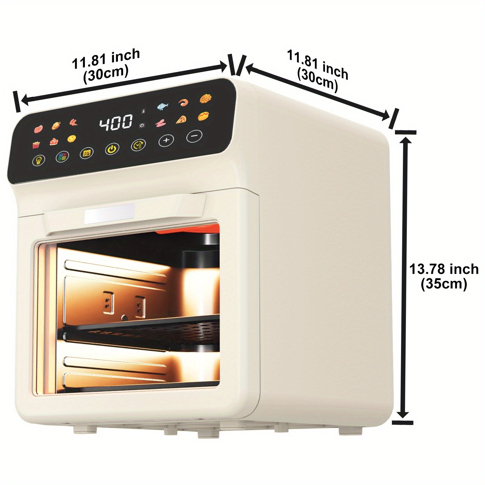 Bluebow Forno Torradeira de Ar Inteligente 12QT, 12 Funções Pré-Definidas com Um Toque, Programa de Culinária Inteligente, Janela de Visualização, Luz Interna, Dois Acessórios para Assar, Tempo e Temperatura Ajustáveis, Cozinha Sem Óleo, Eletrodomésticos