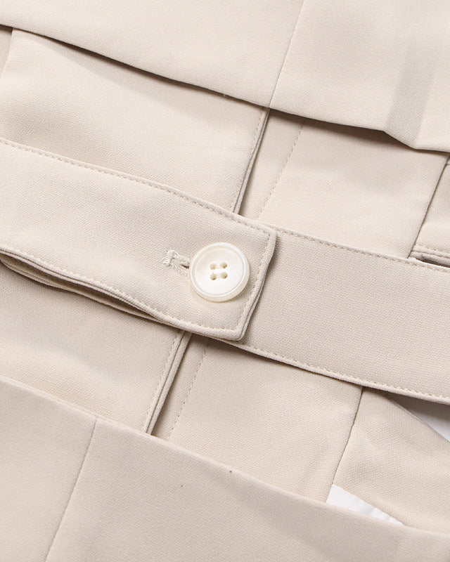 Waistless V-Neck Long-Sleeved One-Button Blazer Dress