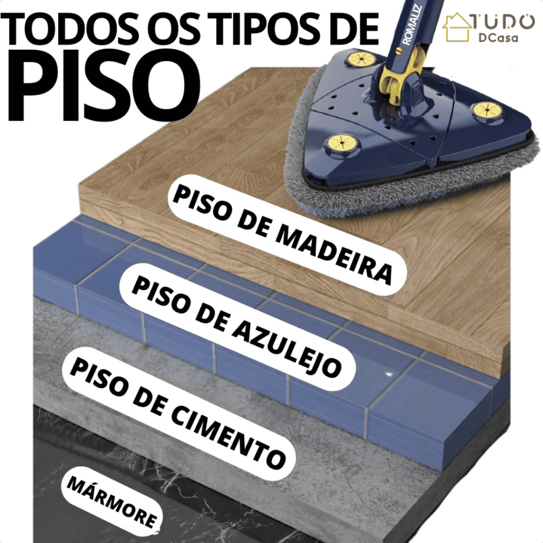Mop Triangular Premium 360º + 2 Refil de Brinde SOMENTE HOJE