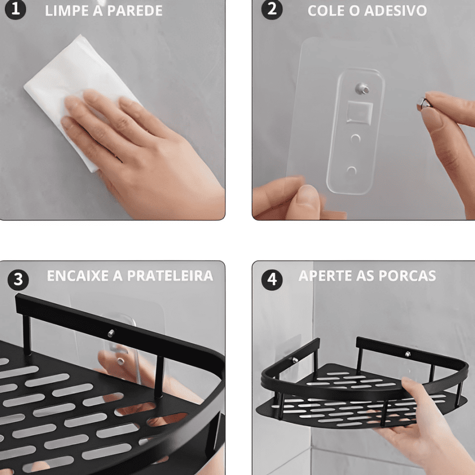 Cantoneira Porta Shampoo Sem Furo Em Alumínio
