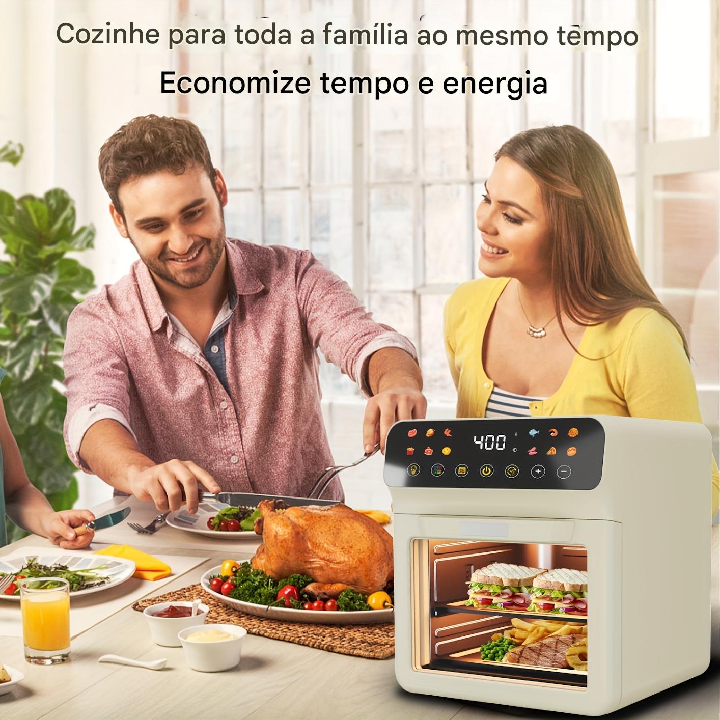 Bluebow Forno Torradeira de Ar Inteligente 12QT, 12 Funções Pré-Definidas com Um Toque, Programa de Culinária Inteligente, Janela de Visualização, Luz Interna, Dois Acessórios para Assar, Tempo e Temperatura Ajustáveis, Cozinha Sem Óleo, Eletrodomésticos