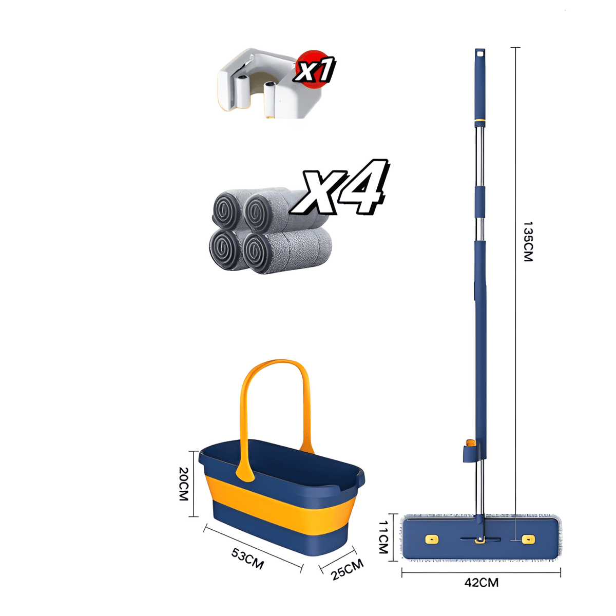 Kit Balde Dobrável e Esfregão Com Raspador + 4 Brindes Exclusivos