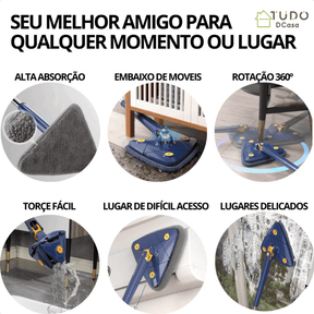 Mop Triangular Premium 360º + 2 Refil de Brinde SOMENTE HOJE